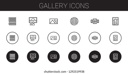 gallery icons set. Collection of gallery with grid, canvas, picture. Editable and scalable gallery icons.