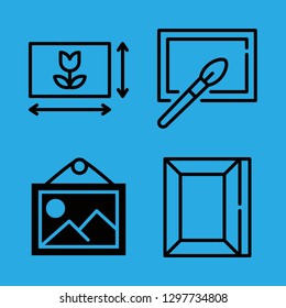 gallery icons set with photo painting, picture and picture frame vector set