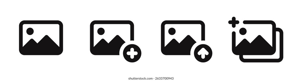 Gallery icons set. Photo, picture symbol. Vector illustration.