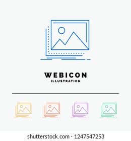 gallery, image, landscape, nature, photo 5 Color Line Web Icon Template isolated on white. Vector illustration