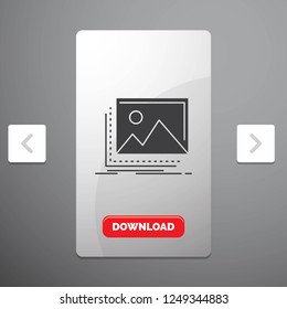 gallery, image, landscape, nature, photo Glyph Icon in Carousal Pagination Slider Design & Red Download Button