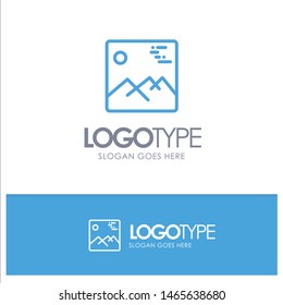 Gallery, Image, Picture, Canada Blue outLine Logo with place for tagline. Vector Icon Template background