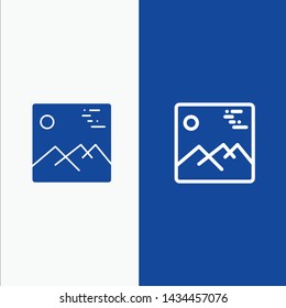 Gallery, Image, Picture, Canada Line and Glyph Solid icon Blue banner Line and Glyph Solid icon Blue banner