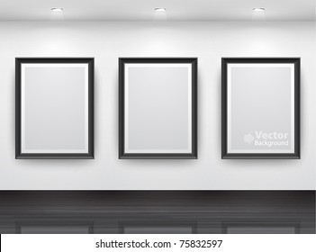 Gallery Interior With Empty Black FrameÑ? On Wall