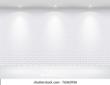 Gallery Interior with empty brick wall and lights