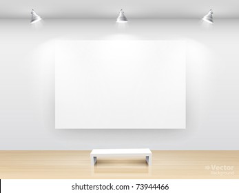 Gallery Interior With Empty Frame On Wall