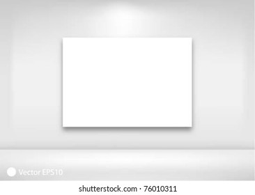 Gallery Interior with empty frame on wall