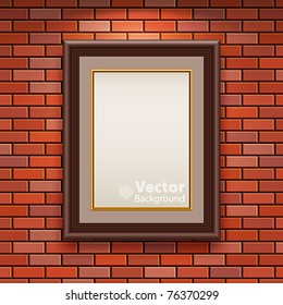 Galeria Interior com quadro vazio na parede de tijolo