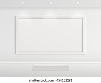 Gallery Interior with empty frames indoor vector design.