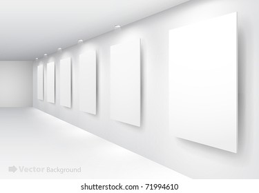 Gallery Interior With Empty Frames On Wall