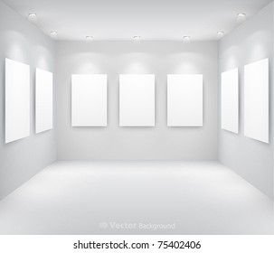 Gallery Interior With Empty Frames On Wall