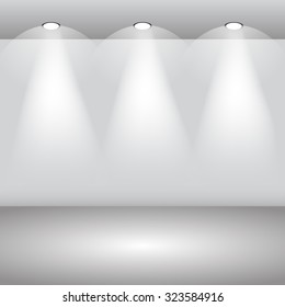 Gallery Interior with empty wall and lights eps 10
