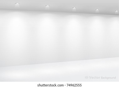 Gallery Interior with empty wall and lights