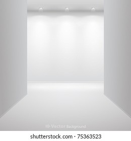 Gallery Interior with empty wall and lights