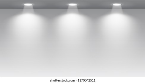 Gallery Interior with illuminated spotlight – stock vector