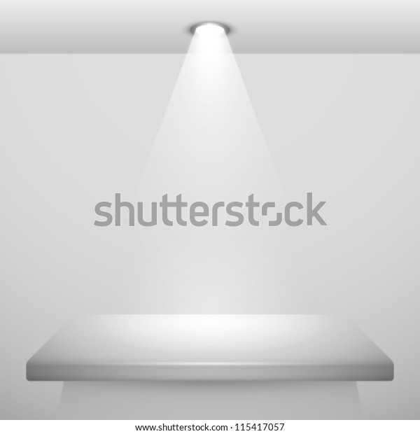 Gallery Interior Shelf Illuminated Reflector Light Stock Vector ...