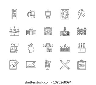 Gallery line icons, signs, vector set, outline illustration concept 