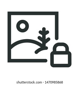 gallery lock - minimal line web icon. simple vector illustration. concept for infographic, website or app.