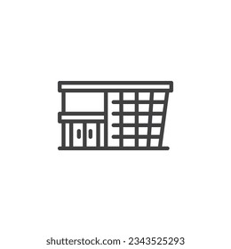 Gallery museum building line icon. linear style sign for mobile concept and web design. Museum building architecture outline vector icon. Symbol, logo illustration. Vector graphics