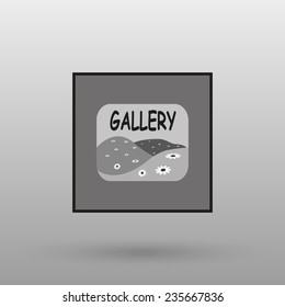 Gallery on a gray background with shadow. vector