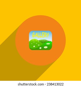 Gallery on an orange background with shadow, vector, EPS 10