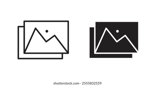Gallery outlined and solid icon vector collection.