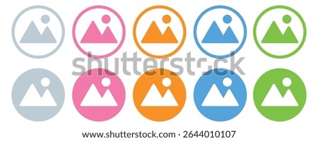 Gallery and Photo Icon Set – Image, Picture, and Upload Symbols in Thin Line and Vector Style, Vector illustration.