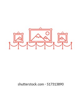 Gallery. Pictures. Museum. Vector, Contour icon. Red