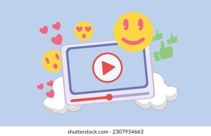Gallery platform, online social conversation comment concept, emoji message, speech icons, chat with social media