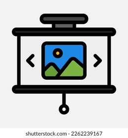 Gallery presentation icon in filled line style, use for website mobile app presentation