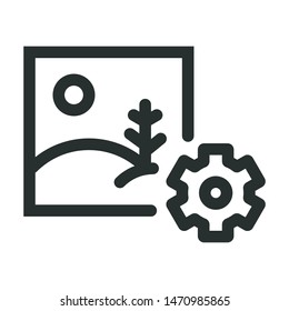gallery setting - minimal line web icon. simple vector illustration. concept for infographic, website or app.