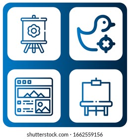 gallery simple icons set. Contains such icons as Canvas, Shooting gallery, Picture, Easel, can be used for web, mobile and logo