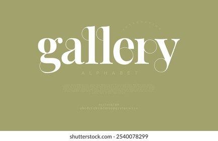 Gallery typography beauty fashion elegant minimalist serif italic fonts decorative wedding vintage retro logos. Minimal luxury font alphabet logo. Vector illustration