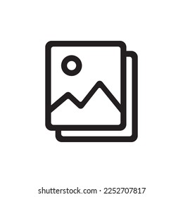 Gallery vector icon. Picture flat sign design. Uploading pictures icon. Photograph picture vector sign. Missing image cion. EPS 10 symbol pictogram