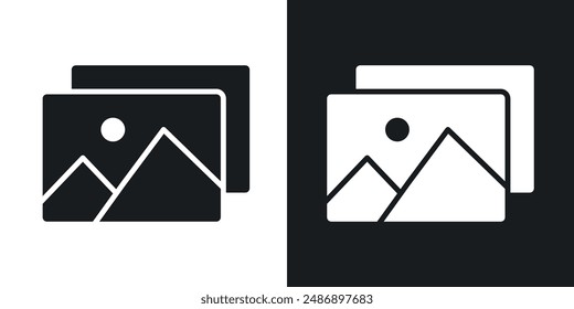 Gallery vector icon set in solid black and white color