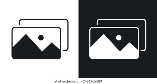 Gallery vector icon set in solid black and white color