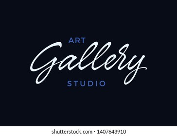 Gallery vector lettering. Handwritten text label. Freehand typography design