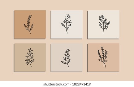 Gallery wall art set of 3 printable minimalist print. Wall art for bedroom, Living room and office décor. Hand draw vector design elements.