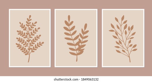 Gallery wall art set of 3 printable minimalist print. Wall art for bedroom, Living room and office décor. Hand draw vector design elements.