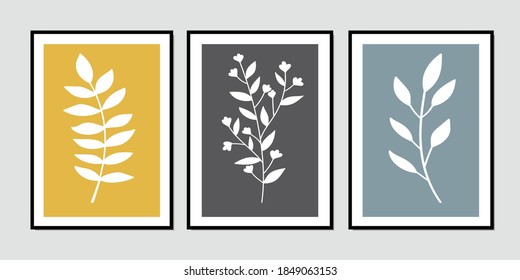 Gallery Wall Art Set Of 3 Printable Minimalist Print. Wall Art For Bedroom, Living Room And Office Décor. Hand Draw Vector Design Elements.