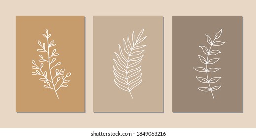 Gallery wall art set of 3 printable minimalist print. Wall art for bedroom, Living room and office décor. Hand draw vector design elements.