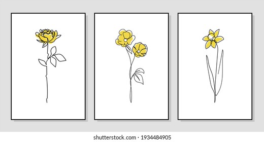 Gallery wall art set of 3 printable minimalist print. Wall art for bedroom, Living room and office decor. Hand draw vector design elements. Vector EPS10.