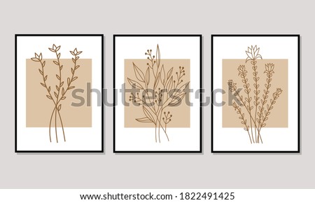 Gallery wall art set of 3 printable minimalist print. Wall art for bedroom, Living room and office décor. Hand draw vector design elements.