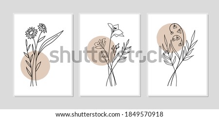 Gallery wall art set of 3 printable minimalist print. Wall art for bedroom, Living room and office décor. Hand draw vector design elements.