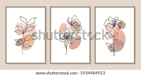 Gallery wall art set of 3 printable minimalist print. Wall art for bedroom, Living room and office decor. Hand draw vector design elements. Vector EPS10.