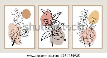 Gallery wall art set of 3 printable minimalist print. Wall art for bedroom, Living room and office decor. Hand draw vector design elements. Vector EPS10.