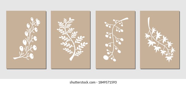 Gallery wall art set of 4 printable minimalist print. Wall art for bedroom, Living room and office décor. Hand draw vector design elements.