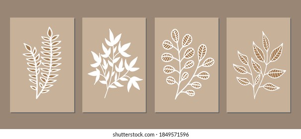 Conjunto de arte mural de la galería de 3 impresiones minimalistas imprimibles. Arte mural para dormitorio, sala de estar y decoración de oficina. Dibujar a mano elementos de diseño vectorial.