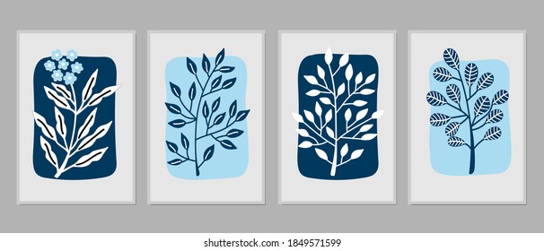Conjunto de arte mural de la galería de 3 impresiones minimalistas imprimibles. Arte mural para dormitorio, sala de estar y decoración de oficina. Dibujar a mano elementos de diseño vectorial.