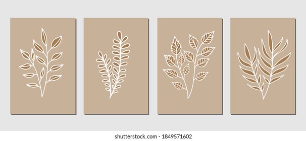 Conjunto de arte mural de la galería de 3 impresiones minimalistas imprimibles. Arte mural para dormitorio, sala de estar y decoración de oficina. Dibujar a mano elementos de diseño vectorial.